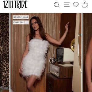 NWT 12th Tribe WHITE FAUX FEATHER MINI DRESS